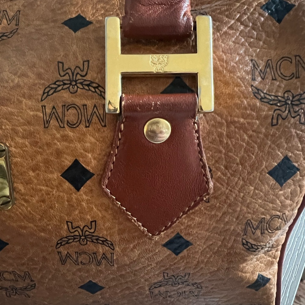 MCM Leather-Trimmed Visetos Boston Tote Bag Authentic EUC + unbranded dust bag - Picture 11 of 16